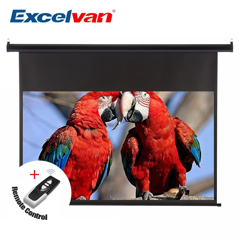

Excelvan 100 inch 16:9 1.2 Gain Wall Ceiling Electric Motorized HD Projector Screen with Remote Control Up Down For Home Office