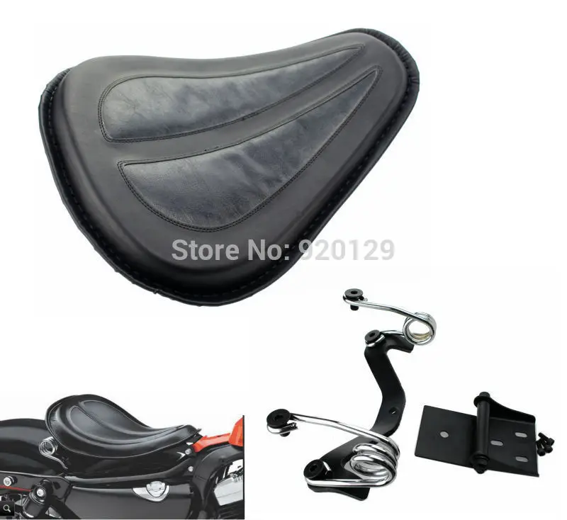 

Motorcycle Black Solo Seat Saddle Seat W/ Brackets Spring for Harley Dyna Fatboy Sportster Softail XL1200 XL883