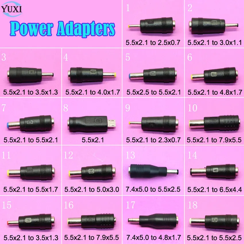 YuXi 5 5x2 1 мм/7 4x5 0 мм до мм/4 8x1 7 штепсельная Вилка для ноутбука адаптер постоянного