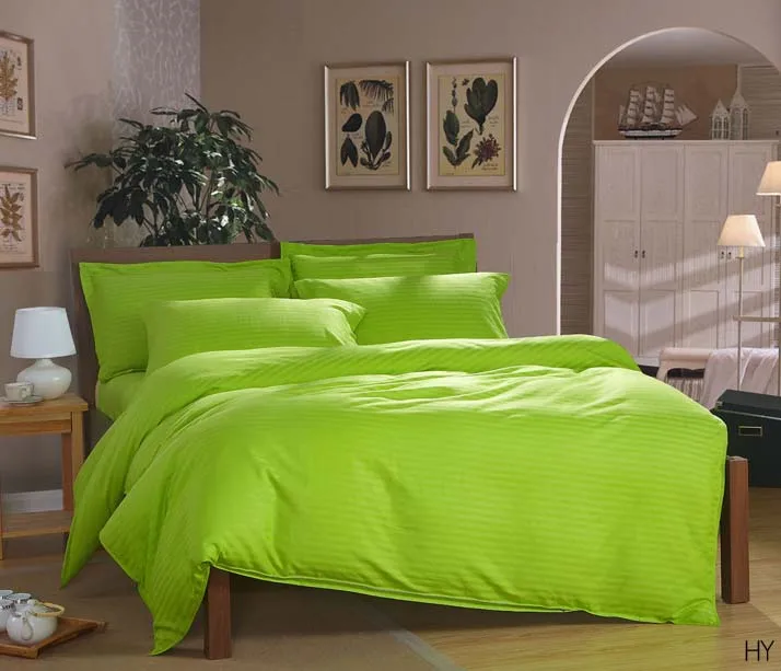 Solid color Apple green Twin Full Queen King Size Cotton 3/4Pcs Bedding