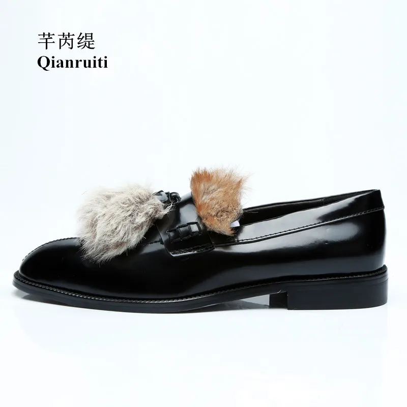 mens fur slip on loafers