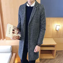 Мужской Зимний однобортный пиджак со стоячим воротником, приталенное пальто, мужской однотонный плотный Повседневный Блейзер, большой размер