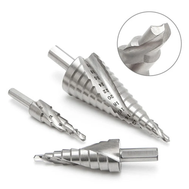 

3Pcs HSS 4241 Spiral Flute Step Drill Bit Set Core Cone Step Hole Cutter Drill New 2017