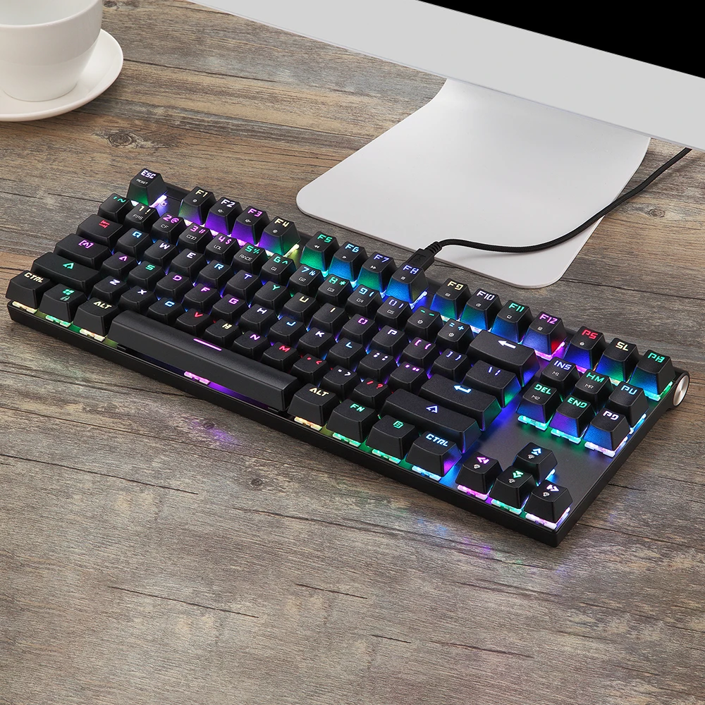 Motospeed V30 Проводная Оптическая USB игровая мышь + CK101 87 клавиш NKRO с RGB подсветкой