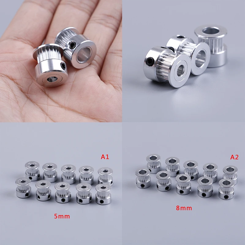 10Pcs gt2 timing pulley 20 teeth bore 5mm 8mm for gt2 synchronous belt