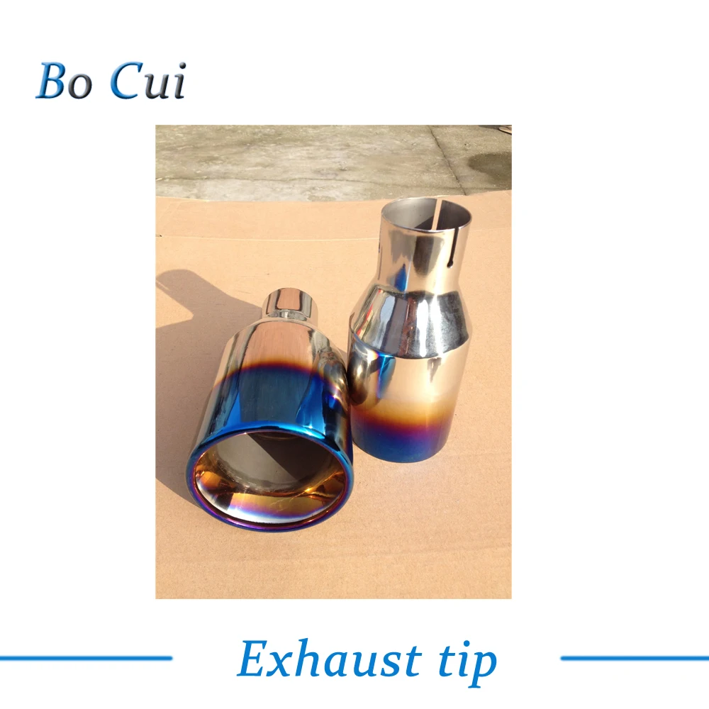 

New Arrive Universal Stainless Steel Blue Paint Car Rear Round Exhaust Pipe Tail Muffler Tip For Car Tip Pipes
