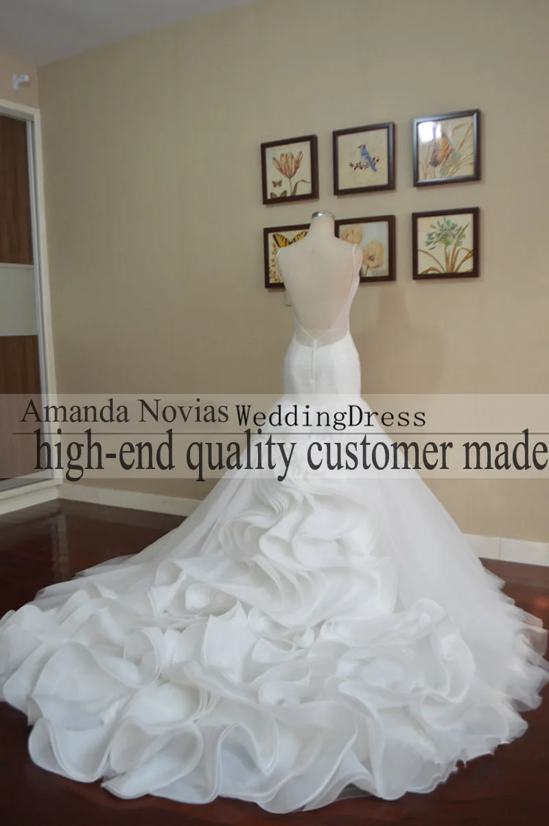 

Amanda Novias 2018 Actual Photos Sexy Backless Mermaid Wedding Dress
