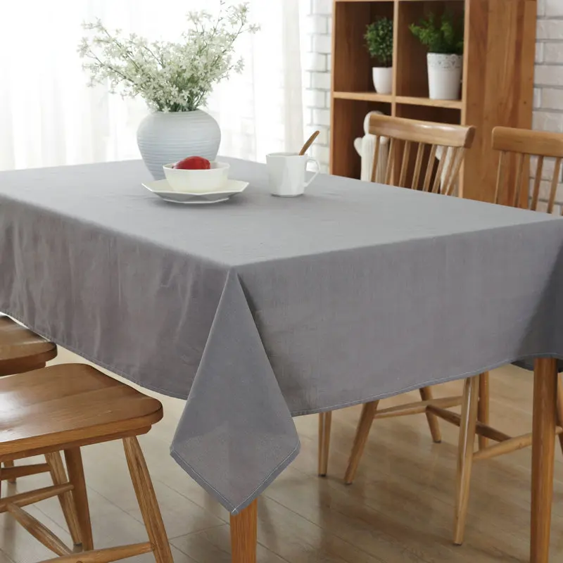  Senisaihon Linen Cotton Tablecloth Green Solid color Dust-proof Multi-use Cover cloth Wedding Banqu
