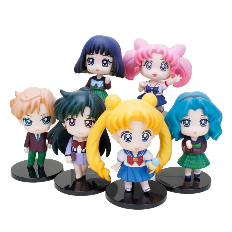 

Big Size 10cm Sailor Moon School Life Tsukino Usagi Chibi Usa Sailor Pluto Saturn Uranus Neptune Figure Action PVC Toys