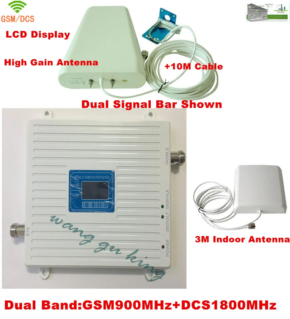 

Full Set White 4G DCS 1800MHz 2G GSM 900Mhz Mobile Phone Signal Booster 900 Mhz 1800 Mhz Signal Repeater Amplifier LCD Display