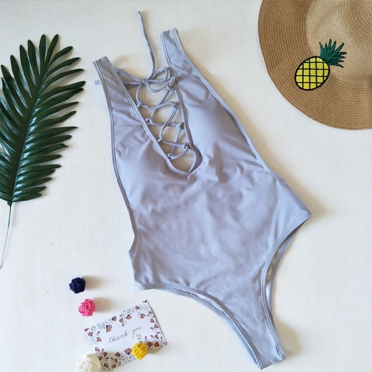 

Swimsuit Swimwear 2019 One Piece Swimsuit Striped Bathing Suit Women Sexy Bodysuit Piece Swimwear Halter Monokini IHigh Cut