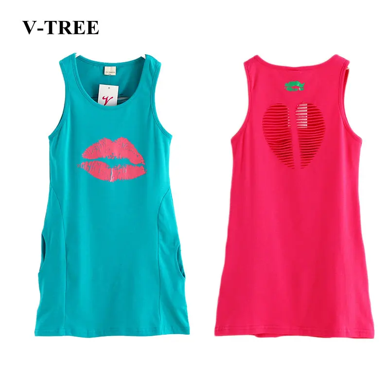 

V-TREE Girls Dress Fashion Princess Dress Cotton Kids Dress Lips Dresses For Girls Children Costumes 4-12 Years