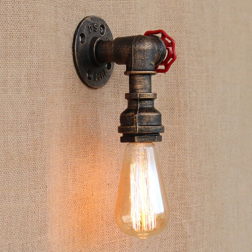LED Loft Industriellen eisen rost Wasser rohr retro wand lampe ... LED Loft Industriellen eisen rost Wasser rohr retro wand lampe ...