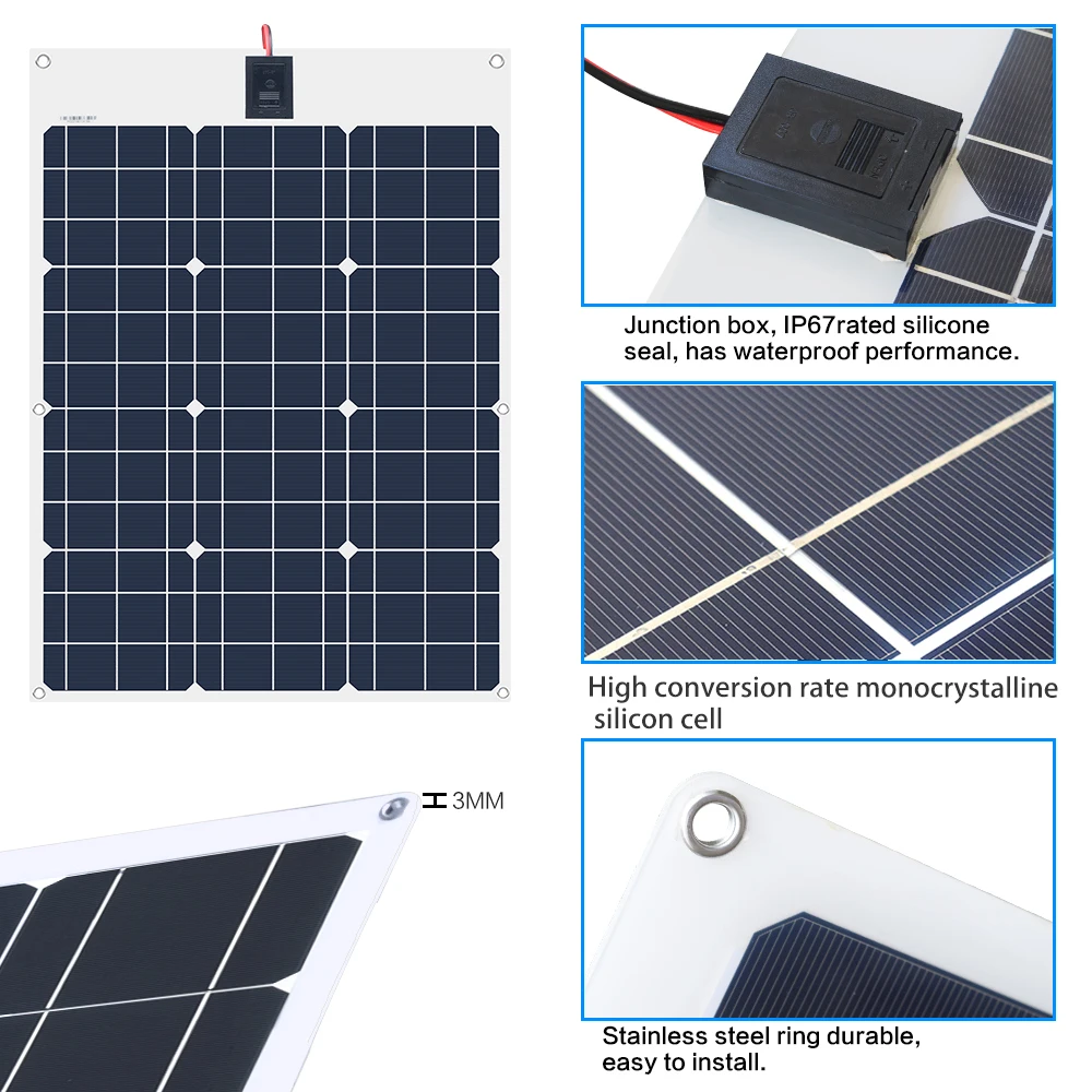 Xinpuguang 50 Вт 18 в солнечная батарея Гибкая солнечная панель 12 В 24 в контроллер+ 10A Солнечная система комплекты для рыбалки, лодки, каюты, кемпинга