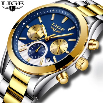 

LIGE Mens Watches Top Brand Luxury Quartz XFCS Male Watch Fashion Stainless Steel Business Watches Waterproof Relogio Masculino