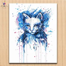 Акварель животные красочные фотографии кошки красителей рисунок картины по номерам с краской цвета для детей практике краски