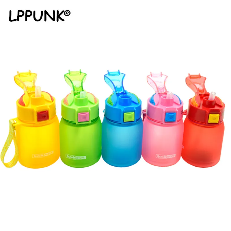

Hot sales New bpa-free 260ml mini plastic Kettle Frosted straw bottle my water BABY's bottle with rope pop-up lid