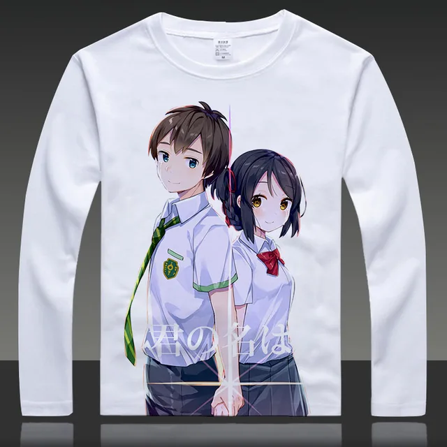 você nome kimi no na wa cosplay camisetas miyamizu mitsuha tops