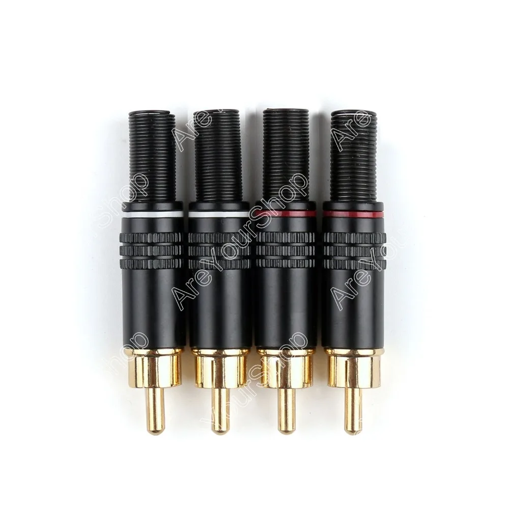 Распродажа 4 шт. медный штекер RCA аудиоразъем с металлической пружиной адаптер