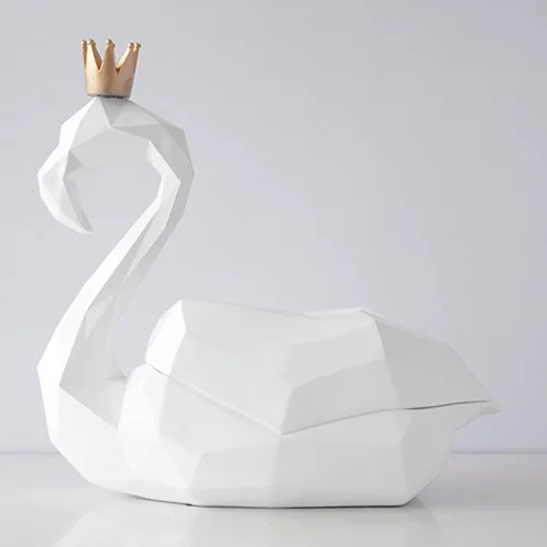 Коробка для салфеток, держатель для домашнего декора, коробка для хранения, чехол-органайзер, роскошная Свадебная Статуэтка Фламинго из смолы для настольного животного, статуя, подарок - Цвет: White