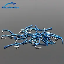BlueSardine 100 шт. синий высокоуглеродистая Рыбалка молния не-колючка крюк Карп Фишук anzol де песка anzuelos 3 4 5 6 7 8 9