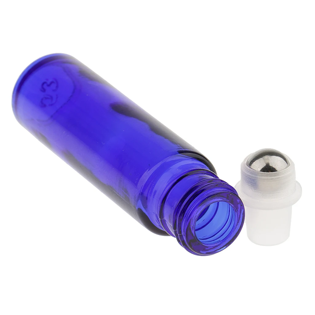 12x GLASS Essential Oils Perfume Refillable Empty Roller Ball Bottles 10ml Blue Yellow