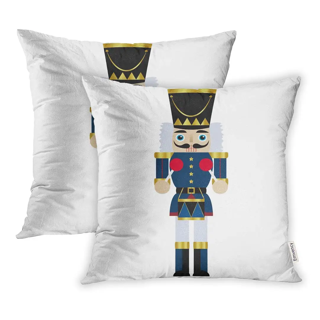

Ballet Nutcracker with Drum Christmas Cute Greeting Holiday Merry Retro Pillowcase Two Sides Print Covers