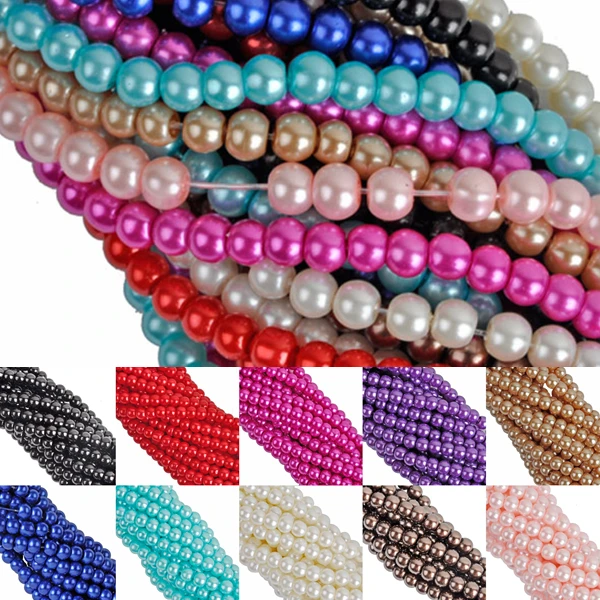 

LNRRABC About 4MM 200pcs/lot Round Glass Faux Pearl Spacer Beads For Handmade/DIY Fashion Jewelry Making BraceletWholesale