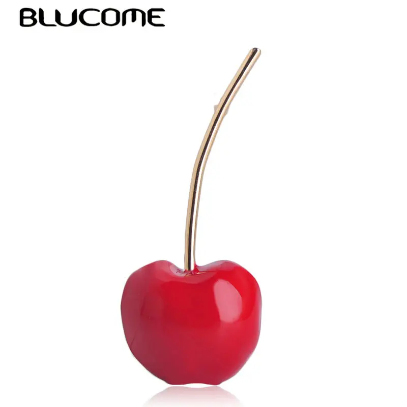 Blucome новинка красная эмаль брошь в форме вишни ювелирное изделие золотой цвет на