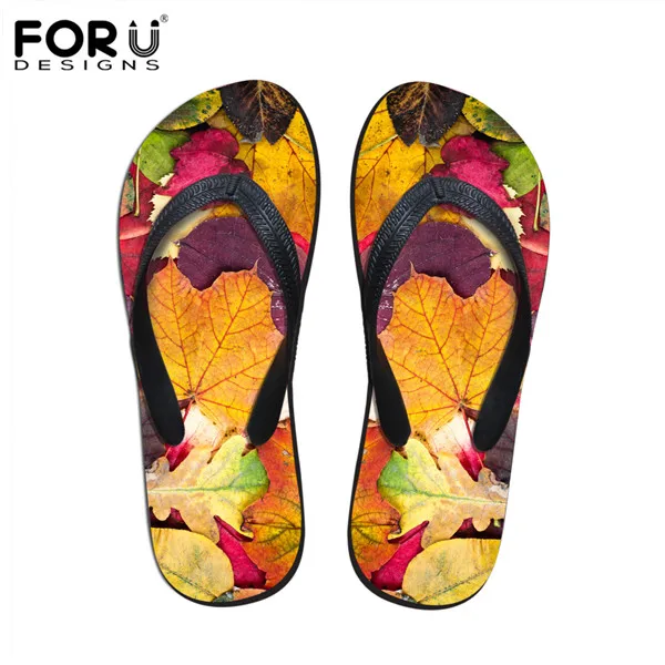 FORUDESIGNS/Модные женские резиновые Вьетнамки; летние шлепанцы с цветочным принтом; женские сандалии на плоской подошве; женские пляжные сланцы - Цвет: C0641AB