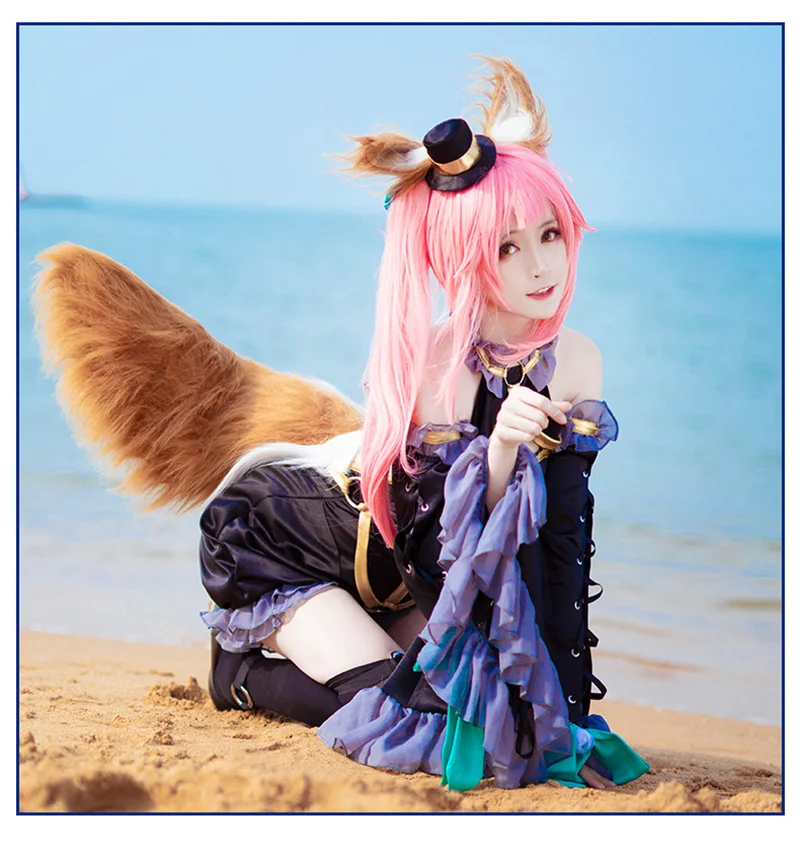 Fate Grand Order fate/Экстра тамамо Косплей Костюм Tamamo no Mae черные Волшебные наряды Карнавальная форма на Хэллоуин