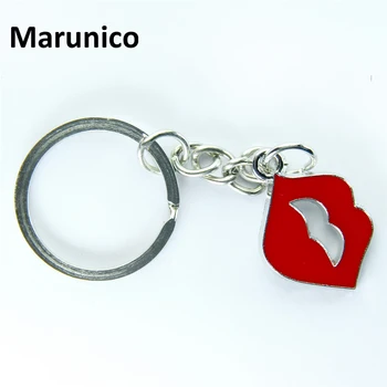 

FREE SHIPPING BY DHL 100pcs/lot 2017 New Metal Red Lips Keychains Lovely Lips Shaped Keyrings for Women Gifts