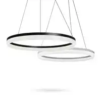 Modern LED Pendant Lights Fixtures For Living Room Restaurant Dining Decor Suspension Black Rings hanging lamp Dimmable Lustre