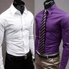 2017 nuevos hombres de moda casual Candy color manga larga slim fit camisa de vestir ► Foto 1/5