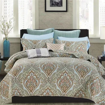 

Three-piece Set European and American Printed Cotton Washed Bed Cover Home Textile Ethnic Summer Quilt 90.55 x98.43 Inch Queen
