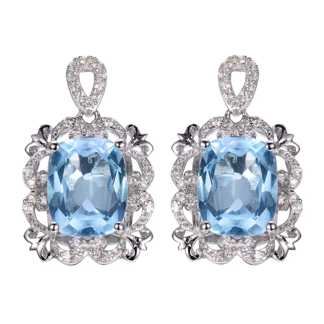 Women Diamond Drop Earrings Costume Jewelry 925 Sterling Silver Women Diamond Drop Earrings Costume Jewelry 925 Sterling Silver Engagement Natural Blue Topaz European Style Ornaments