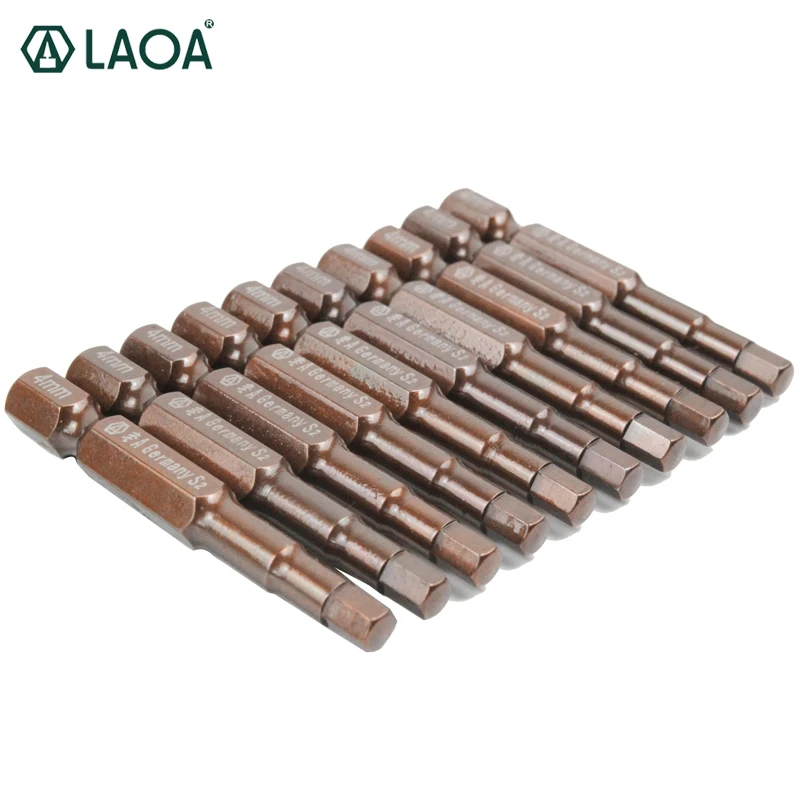 LAOA 7/10pcs S2 60HRC Hex Screwdriver Bits Set  Hexagonal Electric Screwdrivers Bit Kit With Magnetism 50mm