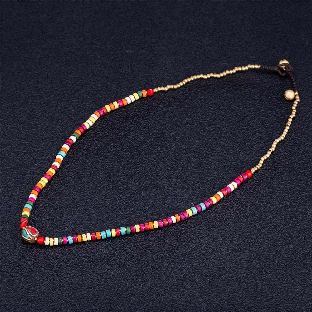Boho ручной работы массивные каменные Слон Шарм Чокеры ожерелье для женщин богемное модное ожерелье бисерная цепочка на шею