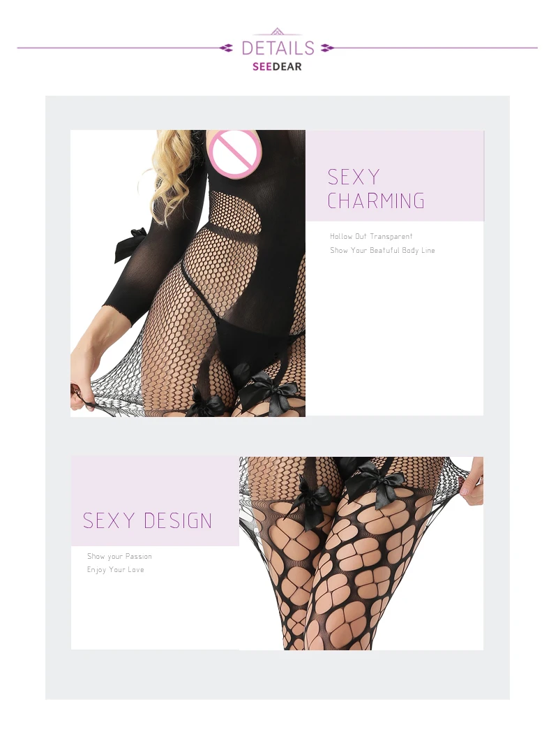 Bow Erotic Lace Bodysuit Lingerie (7)