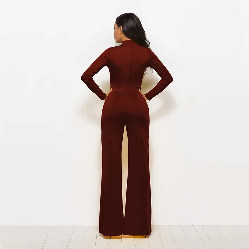 YOK's 2018 New Fashion Women's Jumpsuits Long Sleeve Loose Rompers for Ladies Office Solid Clothing for Female DN224-RM5099