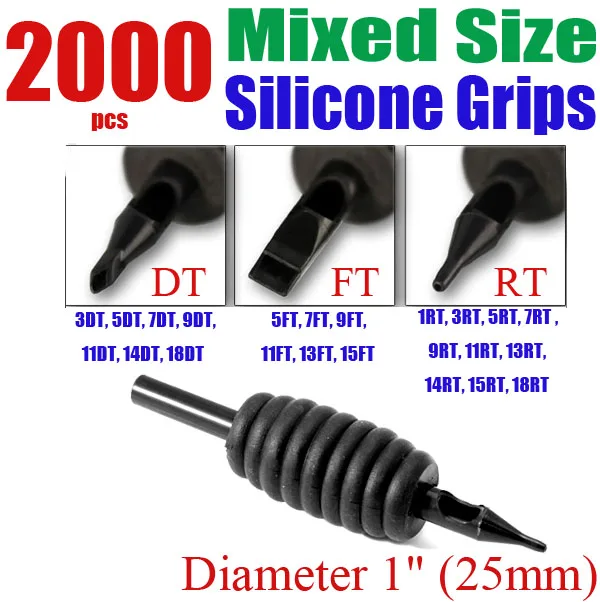 

Solong tattoo Supply 2000 x Disposable Tattoo Grips Tube Assorted Mixed Size 1" (25mm) G501-2000