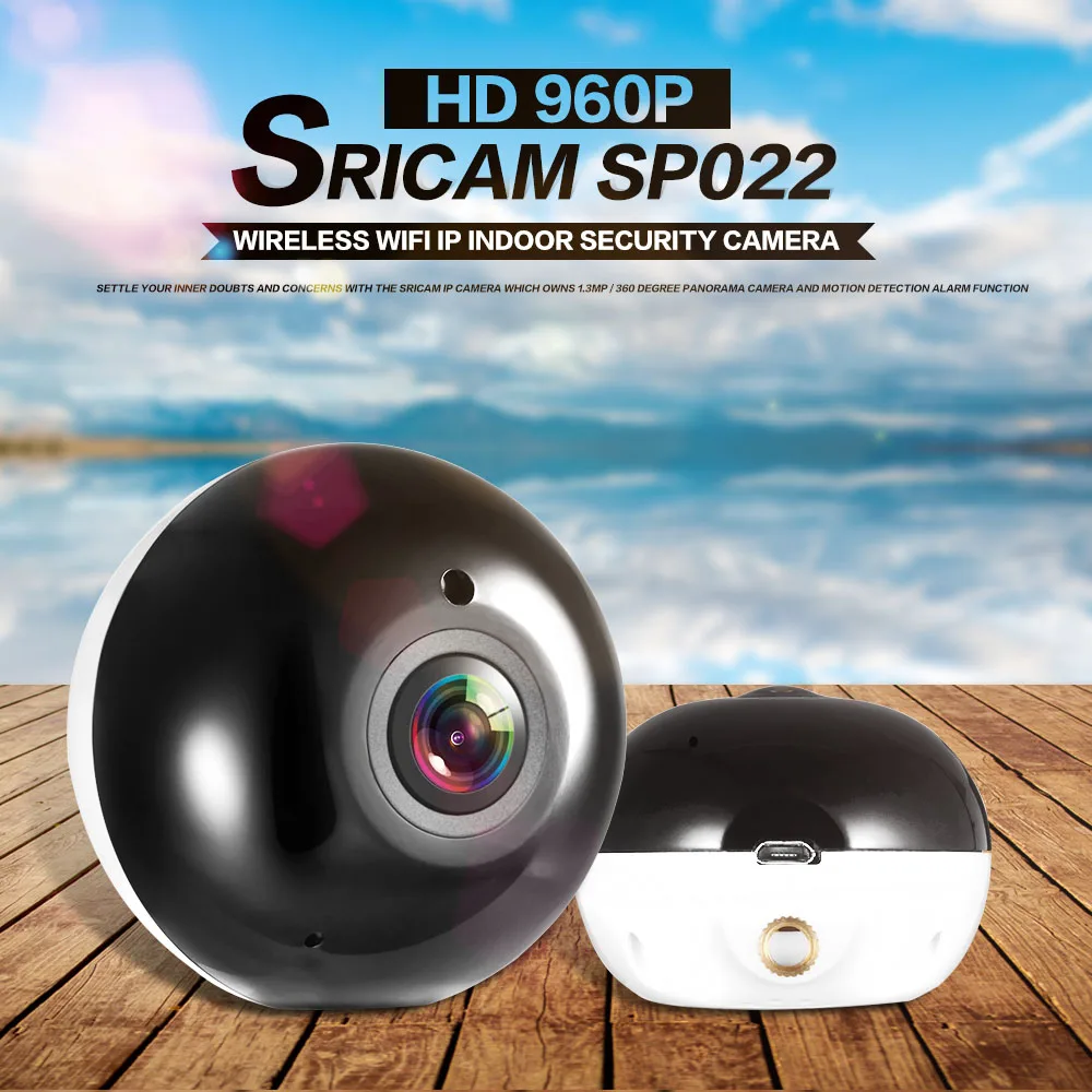 Sricam SP022 960 P HD 360 градусов Мини Wi-Fi IP Камера 1.3mp сетевой безопасности дома панорамный
