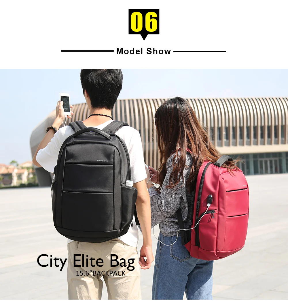 Kingsons рюкзак для ноутбука с функцией внешней зарядки и USB, мужская сумка для путешествий с защитой от кражи 15,6 дюймов