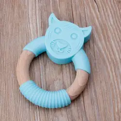 Подарки для новорожденных душ BPA Бесплатно Детские трофеи животных силиконовые прорезыватель деревянное кольцо аксессуары для кормления