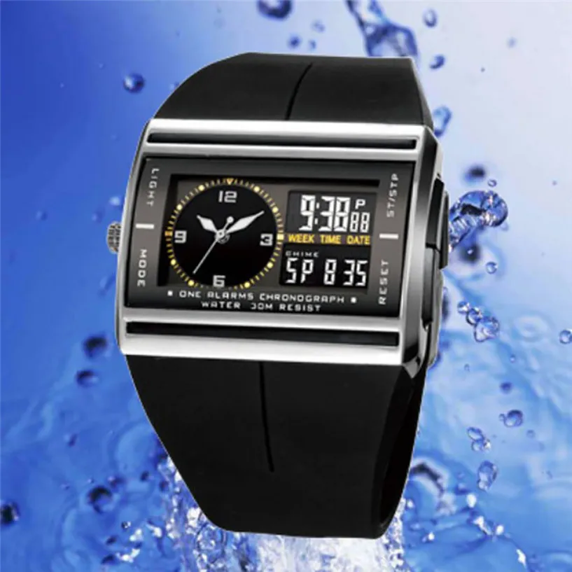 New Brand Watch Fashion Sport Watch Digital LED Date Rubber Sport Waterproof Mens Boy Wrist Watch#0718