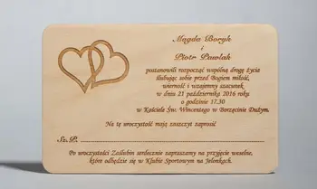 

Original wooden invitation for the wedding
