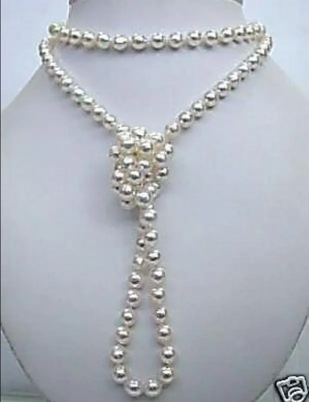 

Hot sell Noble- FREE SHIPPING>>>@@ Superb natural white salt water pearl necklace 48 inchs WW #@