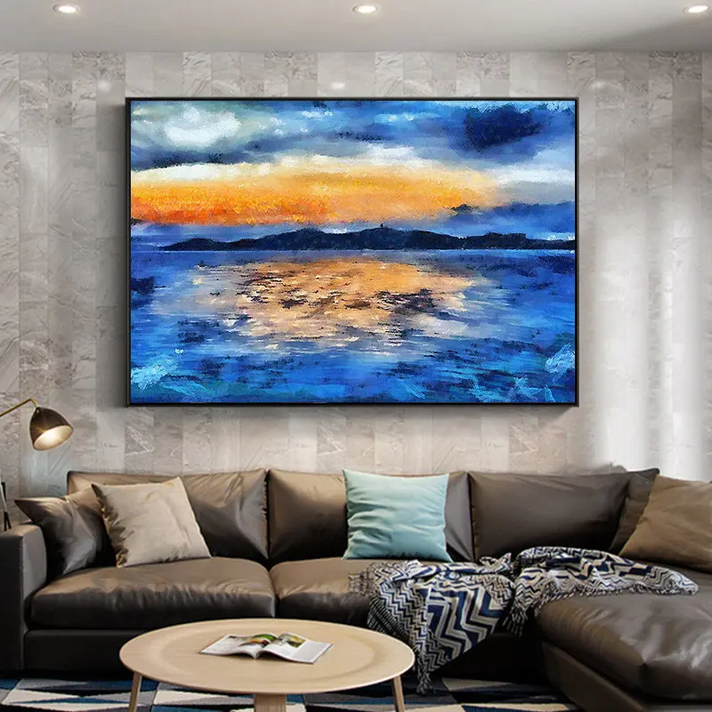 100% ручная роспись морское побережье закат пейзаж маслом на холсте Wall Art Безрамная