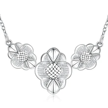 JEXXI Vogue Russia Europe Woman Necklace 100% 925 Sterling Silver Flower Design Chokers Necklace Wedding Engagement Jewelry