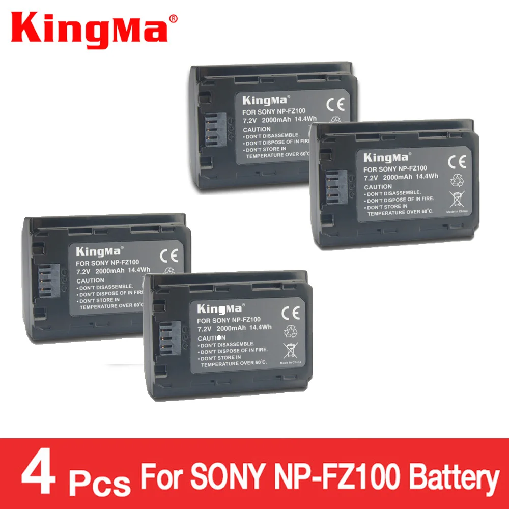 Аккумулятор KingMa NP-FZ100 NPFZ100 NP FZ100 для камеры Sony A7R III A7 BC-QZ1 A9 A9R Alpha9 Alpha9R Alpha 9S A7RM3 4 шт. |